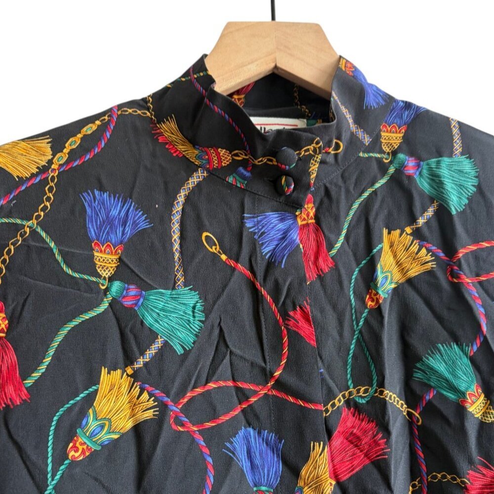 Vintage Talbots Silk Button Up Blouse Size 8 Vintage Shoulder Pads Placket - Picture 4 of 5